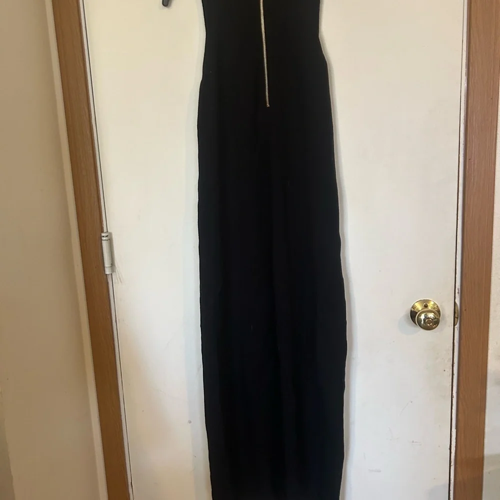 SHOW ME YOUR MUMU CHARLIE ZIP MAXI SWEATER DRESS - BLACK & GOLD